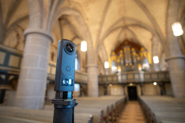 360° panorama camera in church for virtual tours