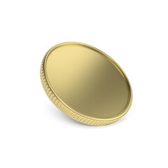 Golden coin - template. Graphic element. Isolated 3d illustration.