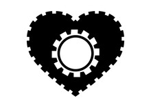 Steampunk Heart. Black White Image Of Mechanical Gear Heart. Simple Image Of A Gear Heart. Healthy Heart.