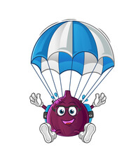 Wall Mural - fig skydiving character. cartoon mascot vector