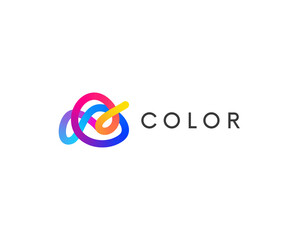 Aufkleber - Modern minimal abstract colorful logo shape vector design. Linear logotype abstraction.