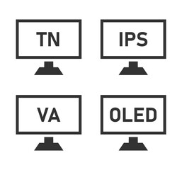 Fototapete - monitor matrix icon set, types of LCD matrices - IPS, VA, TN, OLED