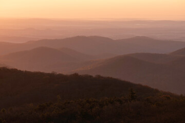 Wall Mural - Classic morning glow looking across the Virginian Piedmont from Shenandoah National Park.