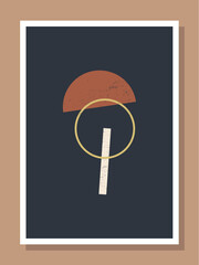 Poster - Minimalistic geometric vector art wall poster. minimal 20s geometric abstract contemporary posters vector template boho primitive shapes elements ideal for wall decoration modern hipster style