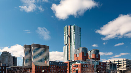 Wall Mural - Boston, Massachusetts, USA, Skyline and Cloudscape over the Modern Buildings