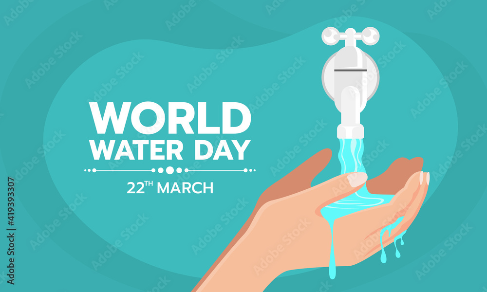 World water Day - Hands collecting water from tap water vector design - obrazy, fototapety, plakaty 