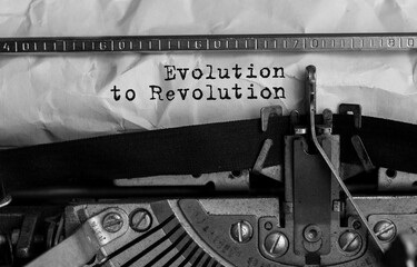 Poster - text evolution to revolution typed on retro typewriter