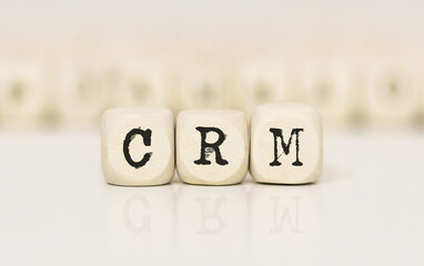 Poster - Word CRM made with wood building blocks
