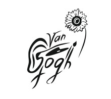 The Emblem Of The Artist Vincent Van Gogh. Black And White Logo In The Form Of A Brush And Palette.