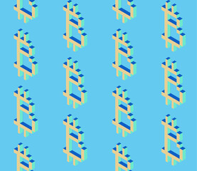 Poster - Spring seamless geometric pattern depicting bitcoin, cryptocurrency sign. Vector design for web banner, business presentation, brand package, fabric, print, wallpaper, postcard.