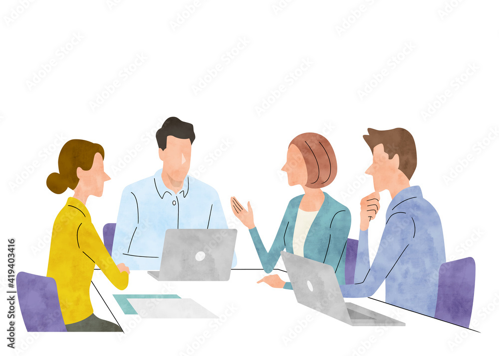 ベクターイラスト素材 打ち合わせをするチーム ビジネスシーン Wall Mural ケイーゴ K ベクターイラスト素材 打ち合わせをするチーム ビジネスシーン Wall Mural ケイーゴ K