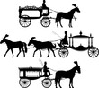Three different horse drawn hearse carriage vector silhouette 