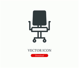Poster - Office chair vector icon. Editable stroke. Symbol in Line Art Style for Design, Presentation, Website or Apps Elements. Pixel vector graphics - Vector