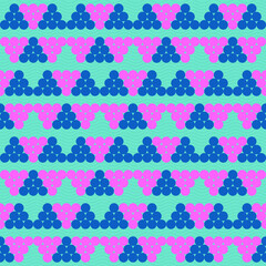 Poster - Spring seamless geometric pattern with the image of beads, balls, pyramids, coins. Vector design for web banner, business presentation, brand package, fabric, print, wallpaper, postcard.