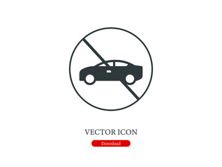 Poster - No car vector icon.  Editable stroke. Linear style sign for use on web design and mobile apps, logo. Symbol illustration. Pixel vector graphics - Vector