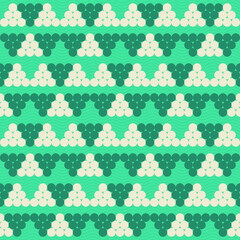 Poster - Spring seamless geometric pattern with the image of beads, balls, pyramids, coins. Vector design for web banner, business presentation, brand package, fabric, print, wallpaper, postcard.