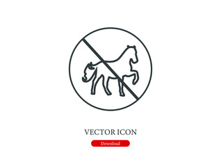 Poster - No horse vector icon.  Editable stroke. Linear style sign for use on web design and mobile apps, logo. Symbol illustration. Pixel vector graphics - Vector