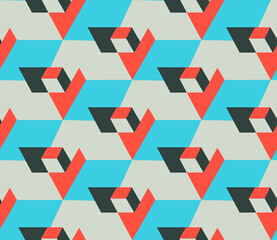 Poster - Spring seamless geometric pattern with the image of cubes, geometric shapes, engineering structures, industry. Vector design for web banner, business presentation, brand package, fabric, print.