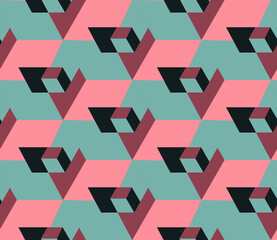 Poster - Spring seamless geometric pattern with the image of cubes, geometric shapes, engineering structures, industry. Vector design for web banner, business presentation, brand package, fabric, print.