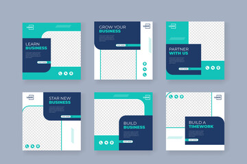 Naklejka na meble blue startup business social media post template