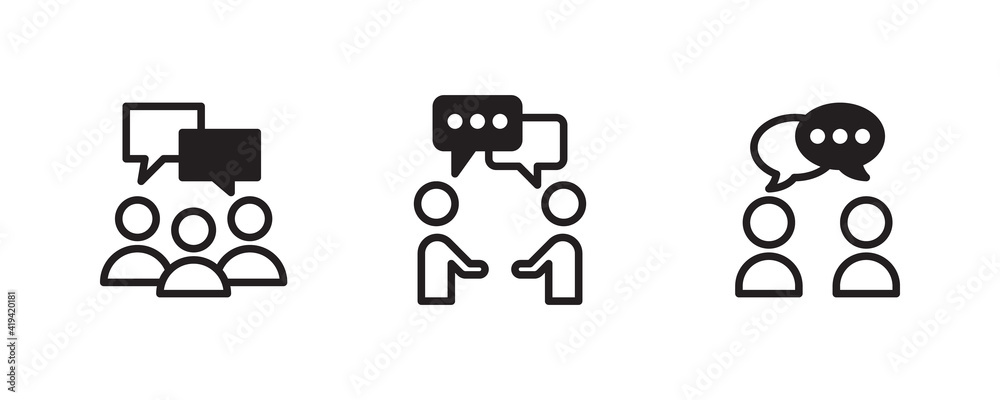 Speaking people icon set. Vector graphic illustration. Suitable for ...
