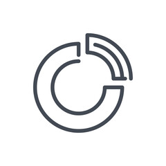  - Circle data and diagram line icon. Pie chart with important part vector outline sign.