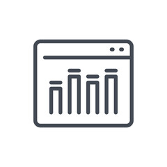  - Online analytics line icon. Website with chart and graph vector outline sign.