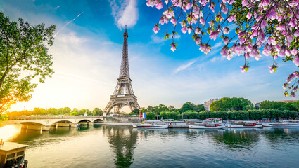 Poster - eiffel tour over Seine river