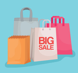 Poster - four shopping bags set icons