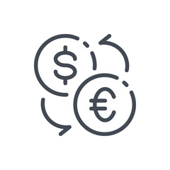 Poster - Exchange line icon. Dollar with euro with change arrows vector outline sign.