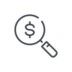 Poster - Search money line icon. Magnifier with dollar vector outline sign.