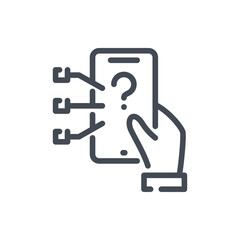 Poster - mobile phone components line icon. smartphone characteristics vector outline sign.