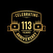 © JohnyBlack - 113 years anniversary celebration shield design template. Vector and illustration.