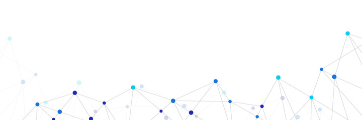 Fototapete - Website header or banner design with abstract geometric background and connecting dots and lines. Global network connection. Digital technology with plexus background and space for your text. 