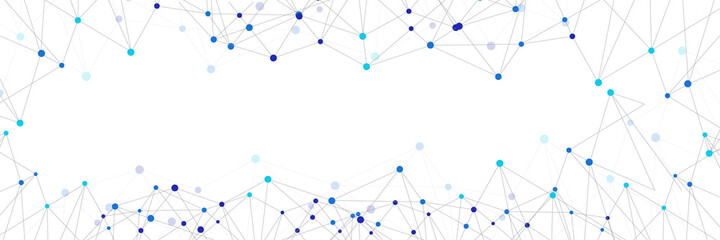 Fototapete - Website header or banner design with abstract geometric background and connecting dots and lines. Global network connection. Digital technology with plexus background and space for your text. 