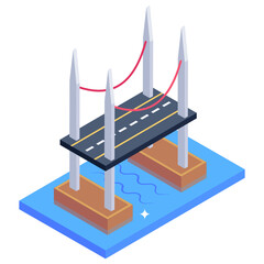 Poster - 
An oldest greek bridge, rion antirion bridge isometric icon

