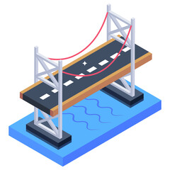 Wall Mural - 
An oldest greek bridge, rion antirion bridge isometric icon

