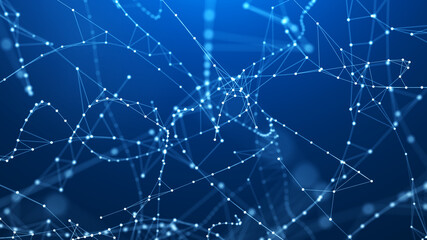 Fototapete - Abstract digital background of points and lines. Glowing plexus. Big data. Network or connection. Abstract technology science background. 3d rendering
