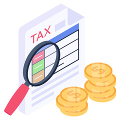 Canvas Print - 
Tax report analysis isometric style icon, editable vector  

