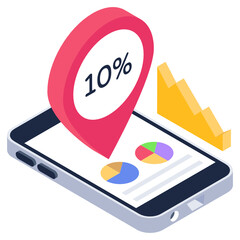 Wall Mural - 
Chart inside mobile denoting isometric icon of phone statistics 

