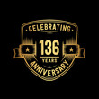 © JohnyBlack - 136 years anniversary celebration shield design template. Vector and illustration