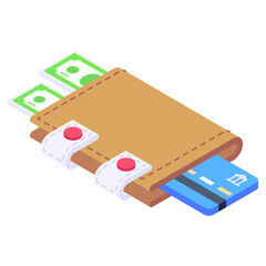 Poster - 
Wallet isometric style icon, editable vector 

