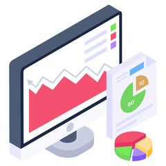 Canvas Print - 
A data growth icon in isometric design

