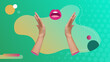 © Laura Reyero/ADDICTIVE STOCK - Conceptual contemporary art collage. Hands and mouth in a surprise gesture pose.