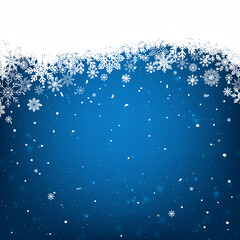 Wall Mural - Blue Christmas background with white snowflakes frame
