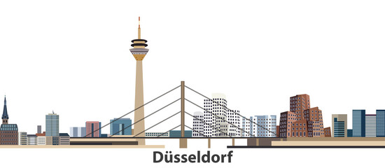 Fototapete - Dusseldorf city skyline vector illustration
