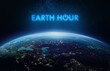 © dimazel - Earth Hour theme. Earth planet in outer space. Power button of electricity. Elements of this image furnished by NASA
