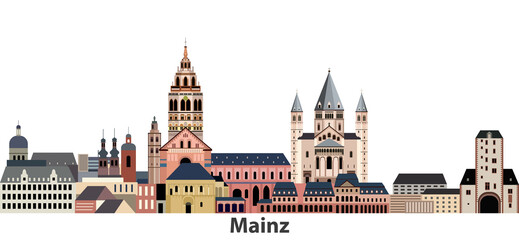 Fototapete - Mainz city skyline vector illustration