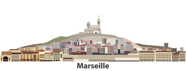 Marseille city skyline vector illustration