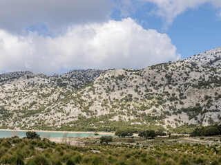 Wall Mural - Embassament de Cúber, Reservoir in the Serra de Tramuntana mountain range near Mallorca's highest peak.